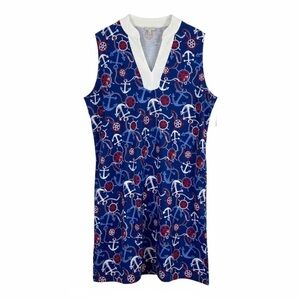 Talbots NWT Nautical Anchors Beach Print Sleeveless Sheath Dress Blue Size 2X